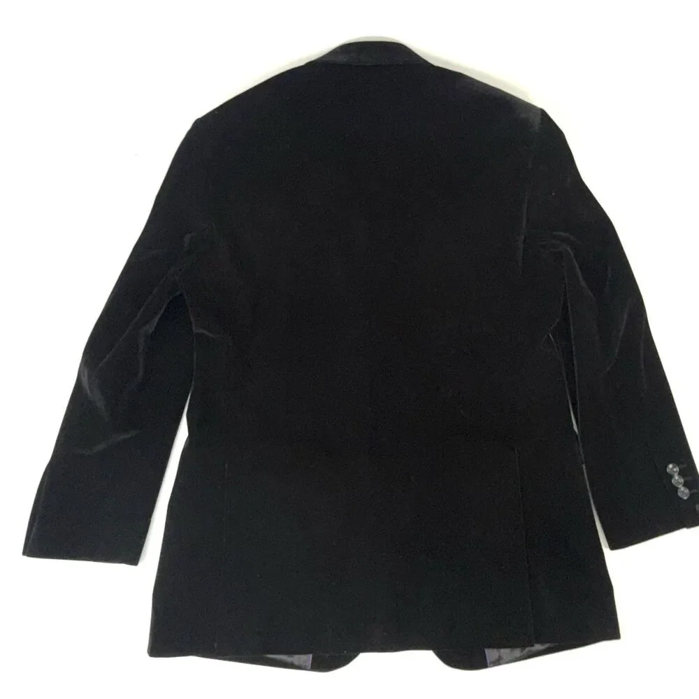 Vinci Black Velvet Satin Trim Men's M Sports Jacket Blazer Double Vent Italy